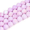 Anti-Tarnish Electroplate Glass Beads Strands GLAA-T025-8mm-14G-1
