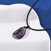 Natural & Synthetic Mixed Gemstone Teardrop Pendant Black Waxed Cord Adjustable Necklaces NJEW-G169-01-4