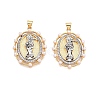 Brass Micro Pave Cubic Zirconia with ABS Imitation Pearl Pendants KK-T070-19G-1