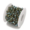 Handmade 304 Stainless Steel Glass Beads Cube Link Chains CHS-B011-04G-01-2
