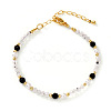 Quartz Crystal & Black Agate Beaded Bracelet for Women KS6100-2