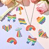 14Pcs 7 Shapes Rainbow Style Printed Acrylic Glitter Powder Pendants OACR-CJ0001-93-6