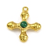 Synthetic Malachite & 304 Stainless Steel Cross Pendants STAS-H221-01G-04-1