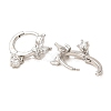 Butterfly Platinum Brass Dangle Hoop Earrings EJEW-L270-11P-01-2