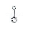 304 Stainless Steel Clear Cubic Zirconia 15 Gauge Round Belly Button Rings WGFD174-09-1