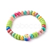 Natural Wood Round Beads Stretch Bracelets for Kid BJEW-JB06640-2