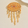 Vintage Brass Micro Pave Cubic Zirconia Filigree Evil Eye Dangle Brooches VX2385-5
