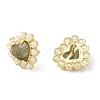 Ion Plating(IP) Natural Labradorite Heart Stud Earrings with Plastic Pearl Beaded EJEW-E599-02G-01-1