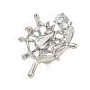 Zinc Alloy Rhinestone Cuff Rings for Women RJEW-Z048-07P-01-1