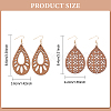 2 Pairs 2 Style Natural Wood Hollow Out Teardrop Dangle Earrings EJEW-AN0001-54-2