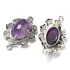 Natural Amethyst Faceted Oval Connector Charms G-G181-06P-03-2