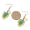 304 Stainless Steel Glass Seed Beads Leaf Dangle Earrings EJEW-MZ00558-4