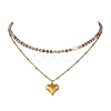 304 Stainless Steel Pendant Double Layer Necklaces NJEW-JN06643-02-2