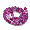 Dyed Natural Striped Agate/Banded Agate Round Bead Strands X-G-R342-4mm-04-2