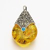 Teardrop Tibetan Style Pendants TIBEP-N007-01-2