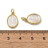 Rack Plating Brass Pave Shell Oval Charms KK-H473-09G-3