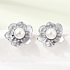 Brass Micro Pave Cubic Zirconia Enamel Stud Earrings CU-CBABA66-12B-P-1