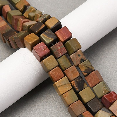 Natural Picasso Stone/Polychrome Jasper Beads Strands G-B155-C10-8x8mm-1