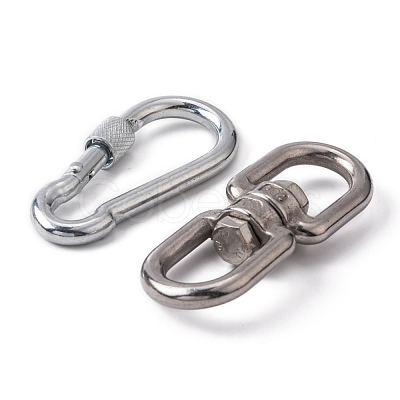 AHANDMAKER 1Pcs 304 Stainless Steel Double Eye Swivel Clasps STAS-GA0001-08-1