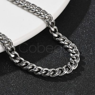 304 Stainless Steel Cuban Link Chain Bracelets for Men BJEW-Z081-01P-01-1