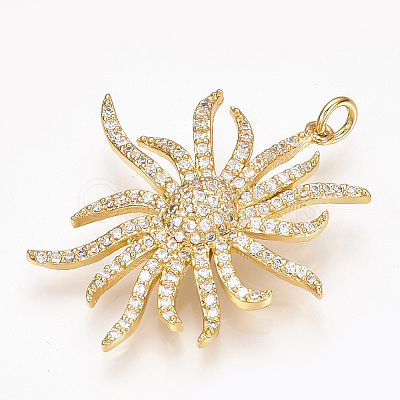 Brass Micro Pave Cubic Zirconia Pendants X-ZIRC-T004-21G-1