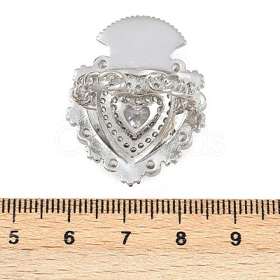 Brass Micro Pave Clear Cubic Zirconia Cuff Rings RJEW-P155-04D-P-1