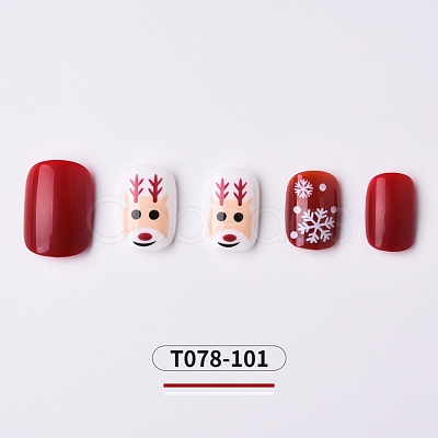 Christmas Theme Plastic Square Round Corners Full Cover False Nail Tips MRMJ-T078-101-1