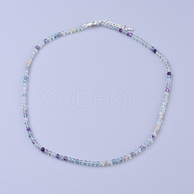 Natural Fluorite Beaded Necklaces NJEW-K114-B-A16-1