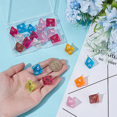 22Pcs Transparent Resin Pendants RESI-ME0001-13-1