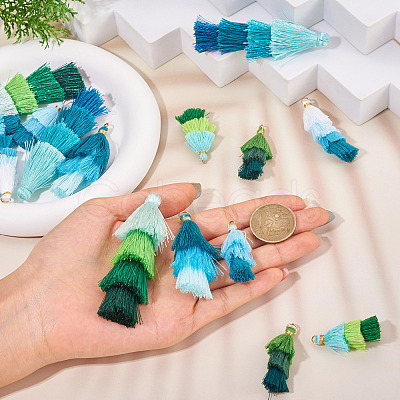 16Pcs 8 Styles Polycotton(Polyester Cotton) Tassel Pendant Decorations FIND-TA0009-19-1