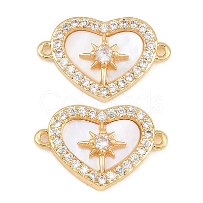 Brass Micro Pave Clear Cubic Zirconia Connector Charms SH-CBA16A6-01G-1