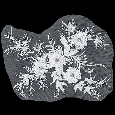 Polyester Embroidery Sew on 3D Flower Appliques DIY-WH0304-717-1