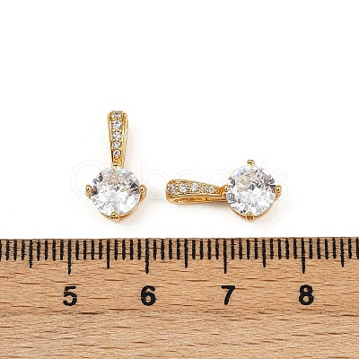Brass Micro Pave Clear Cubic Zirconia Charms KK-B137-21G-02-1
