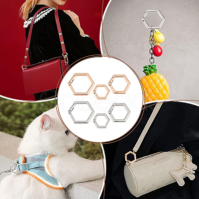 6Pcs 6 Styles Alloy Spring Gate Rings FIND-BBC0002-40-1