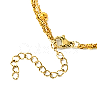 Double Layers Alloy Heart Pendant Necklaces NJEW-JN04925-1