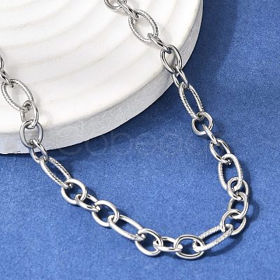 5.5MM 201 Stainless Steel Textured Figaro Chain Necklaces for Unisex NJEW-K302-27P-1
