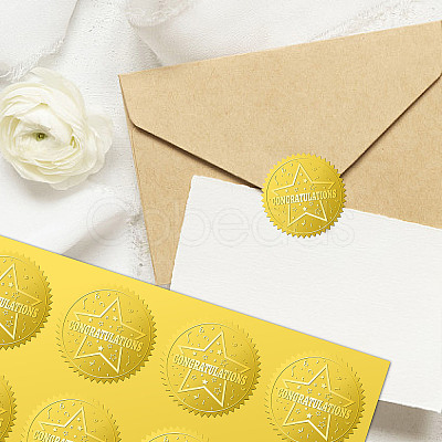 34 Sheets Self Adhesive Gold Foil Embossed Stickers DIY-WH0509-026-1