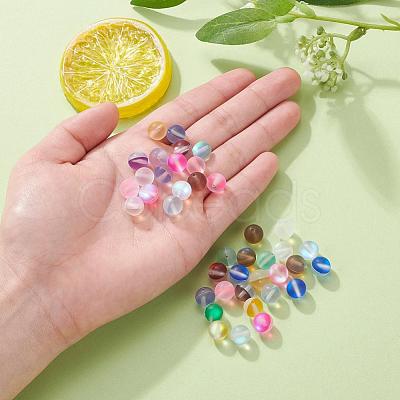 50Pcs 10 Colors Synthetic Moonstone Beads Strands G-YW0001-07-1