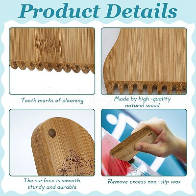 3Pcs Bamboo Surfboard Wax Comb DIY-FG0006-74-1