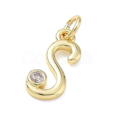 Brass Micro Pave Clear Cubic Zirconia Charms KK-D289-66G-S-1