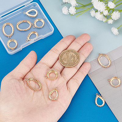 12Pcs 3 Styles Brass Open Back Bezel Pendant Cabochon Settings KK-FH0003-42-1