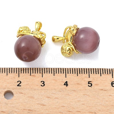 Brass Cat Eye Pendants KK-G548-11G-01-1