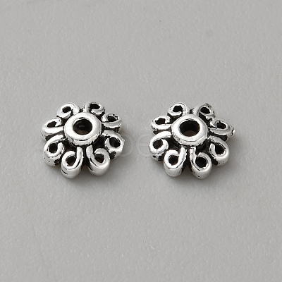 Retro 925 Sterling Silver Bead Caps STER-WH0007-17A-AS-1