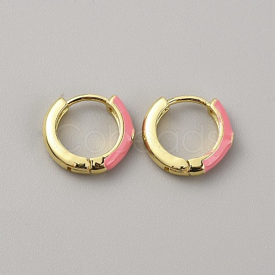 Enamel Hoop Earrings with Clear Cubic Zirconia EJEW-WH0004-39C-1