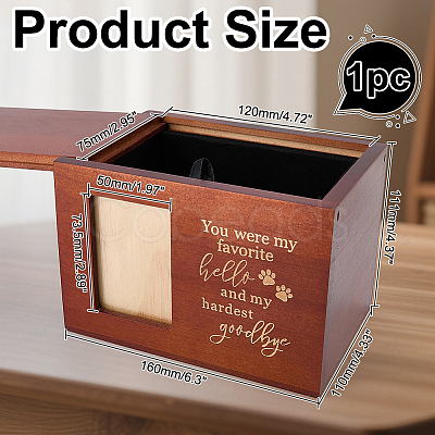 Wooden Pet Memorial Urn Box with Photo Frame CON-WH0100-64A-1