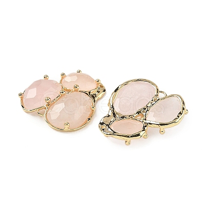 Natural Rose Quartz Links connectors G-E526-28N-1