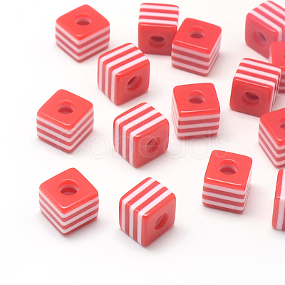 Opaque Stripe Resin Beads X-RESI-S342-10x10-M-1