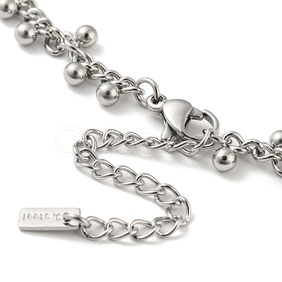 Non-Tarnish 304 Stainless Steel Round Ball Charms Link Chain Anklets LS-AJEW-G054-01P-1