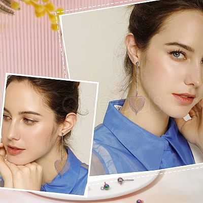 50Pcs Rainbow Color Stainless Steel Stud Earring Findings STAS-UN0037-07A-1