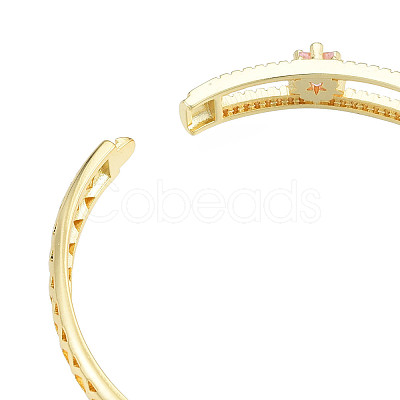 Cubic Zirconia Star Hinged Bangle BJEW-N012-050-1